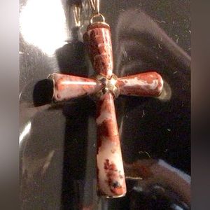 Red Jasper and Agate Cross necklace